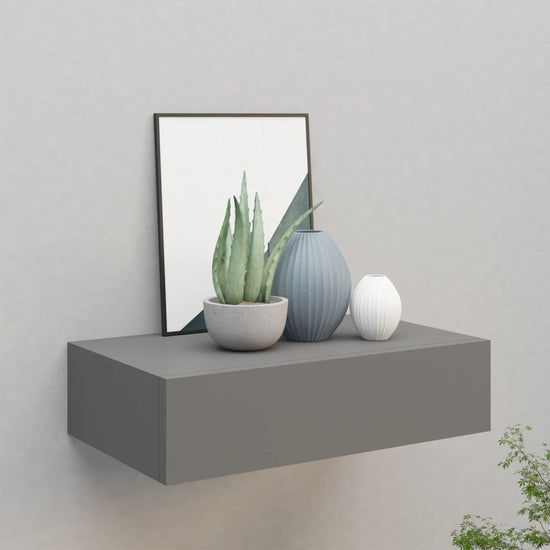 Wandschap met lade 40x23,5x10 cm MDF grijs MeubelReus