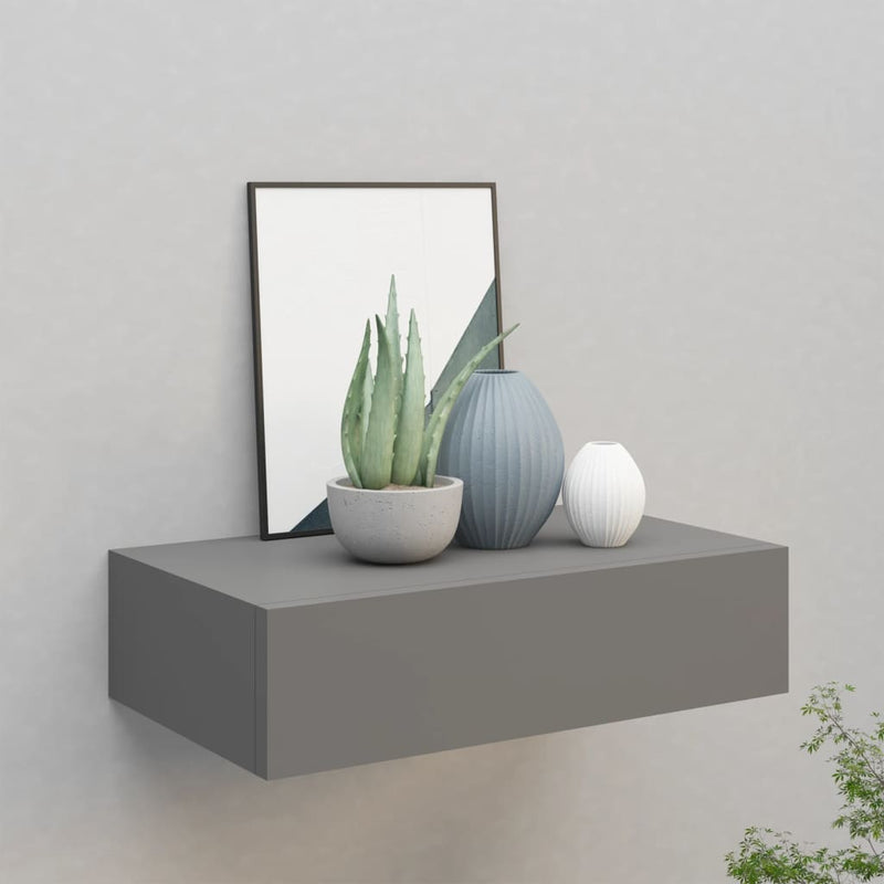 Wandschap met lade 40x23,5x10 cm MDF grijs MeubelReus