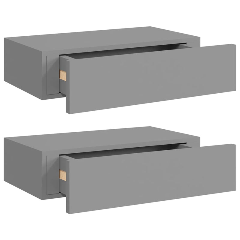 Wandschappen 2 st met lade 40x23,5x10 cm MDF grijs MeubelReus