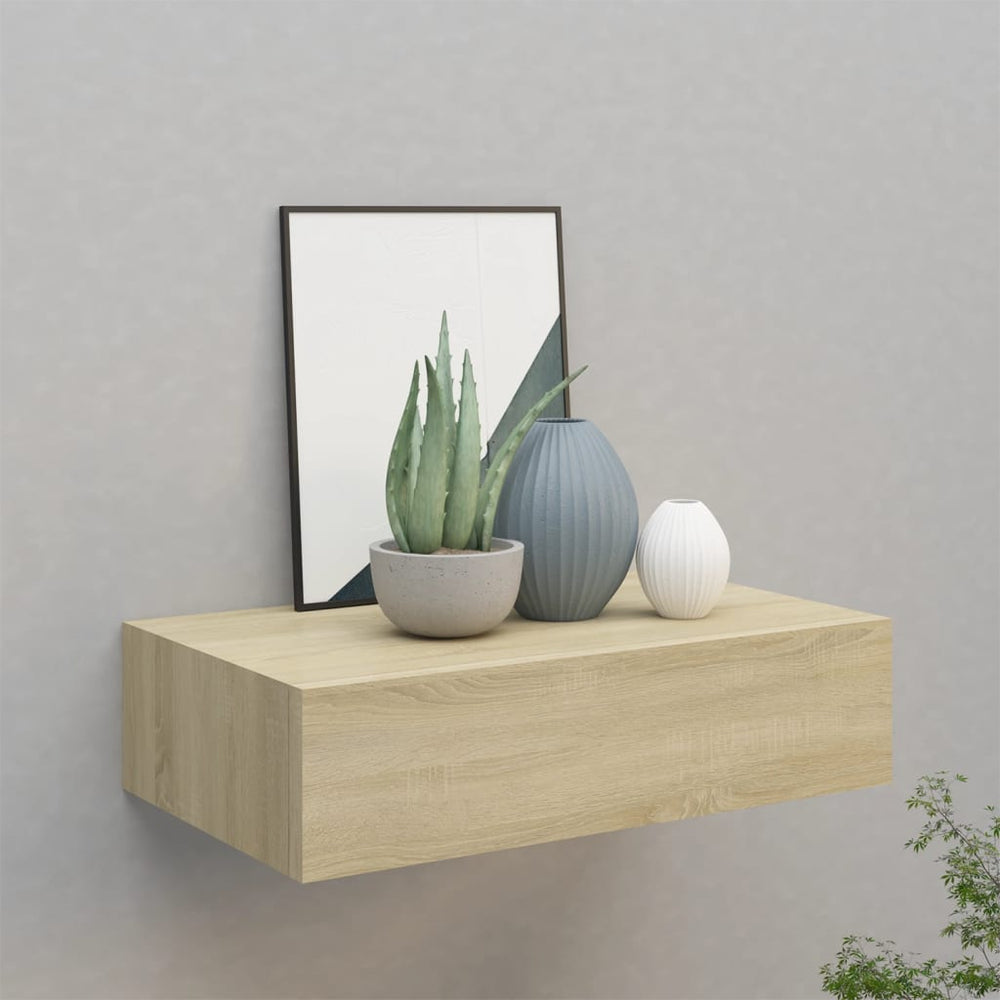 Wandschap met lade 40x23,5x10 cm MDF eikenkleurig MeubelReus