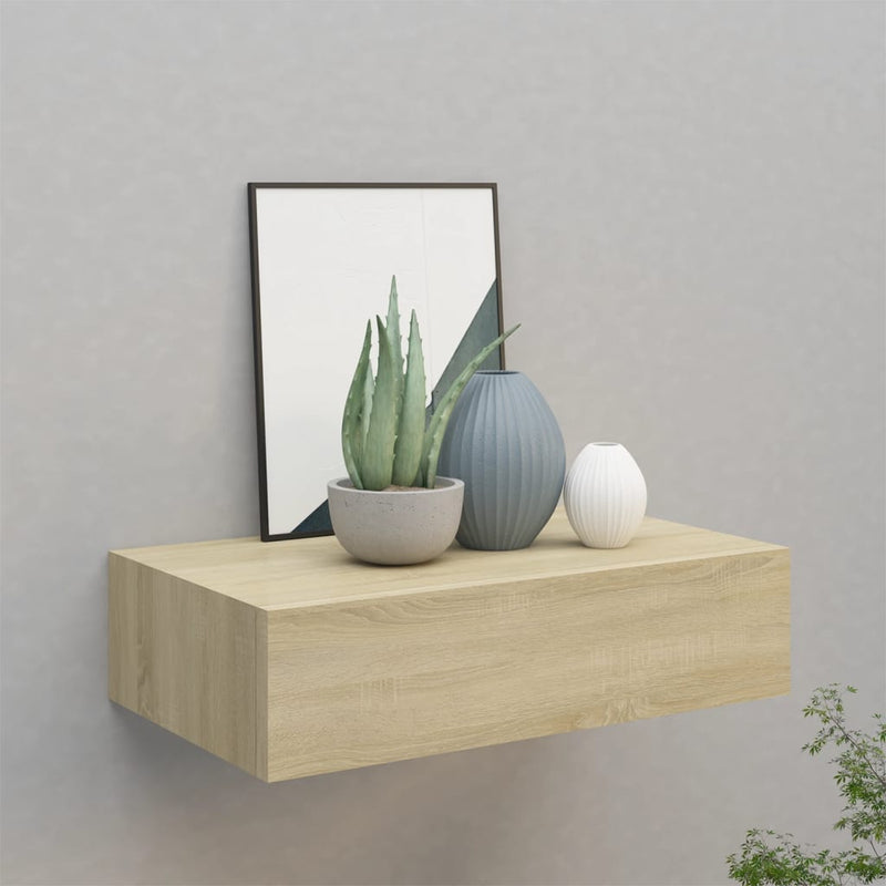 Wandschap met lade 40x23,5x10 cm MDF eikenkleurig MeubelReus