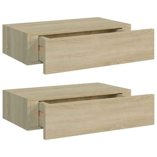 Wandschappen 2 st met lade 40x23,5x10 cm MDF eikenkleurig MeubelReus