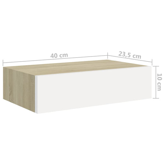 Wandschap met lade 40x23,5x10 cm MDF eikenkleurig en wit MeubelReus