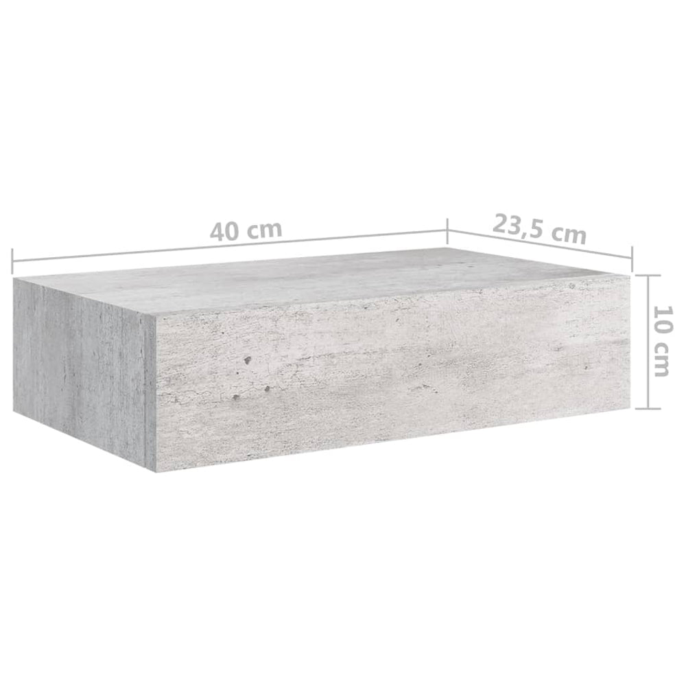 Wandschap met lade 40x23,5x10 cm MDF betongrijs MeubelReus