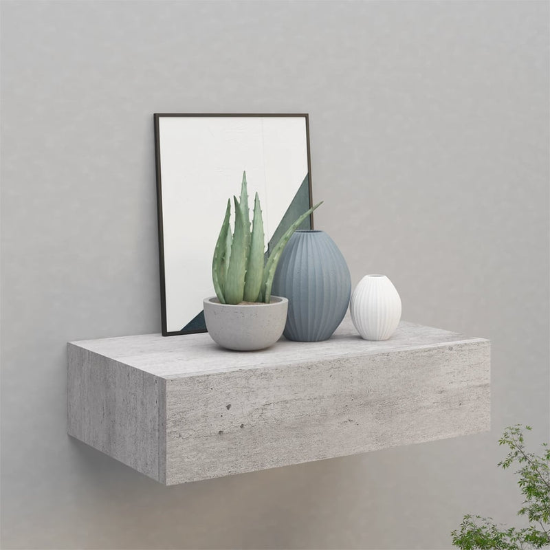 Wandschap met lade 40x23,5x10 cm MDF betongrijs MeubelReus