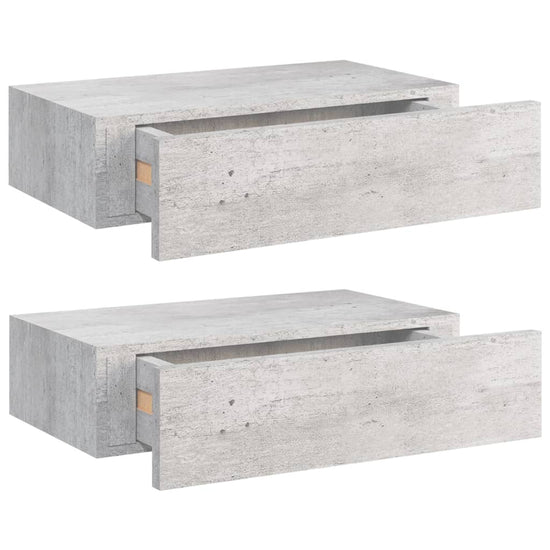 Wandschappen 2 st met lade 40x23,5x10 cm MDF betongrijs MeubelReus