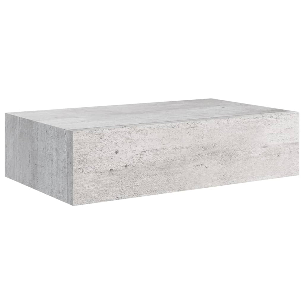 Wandschappen 2 st met lade 40x23,5x10 cm MDF betongrijs MeubelReus