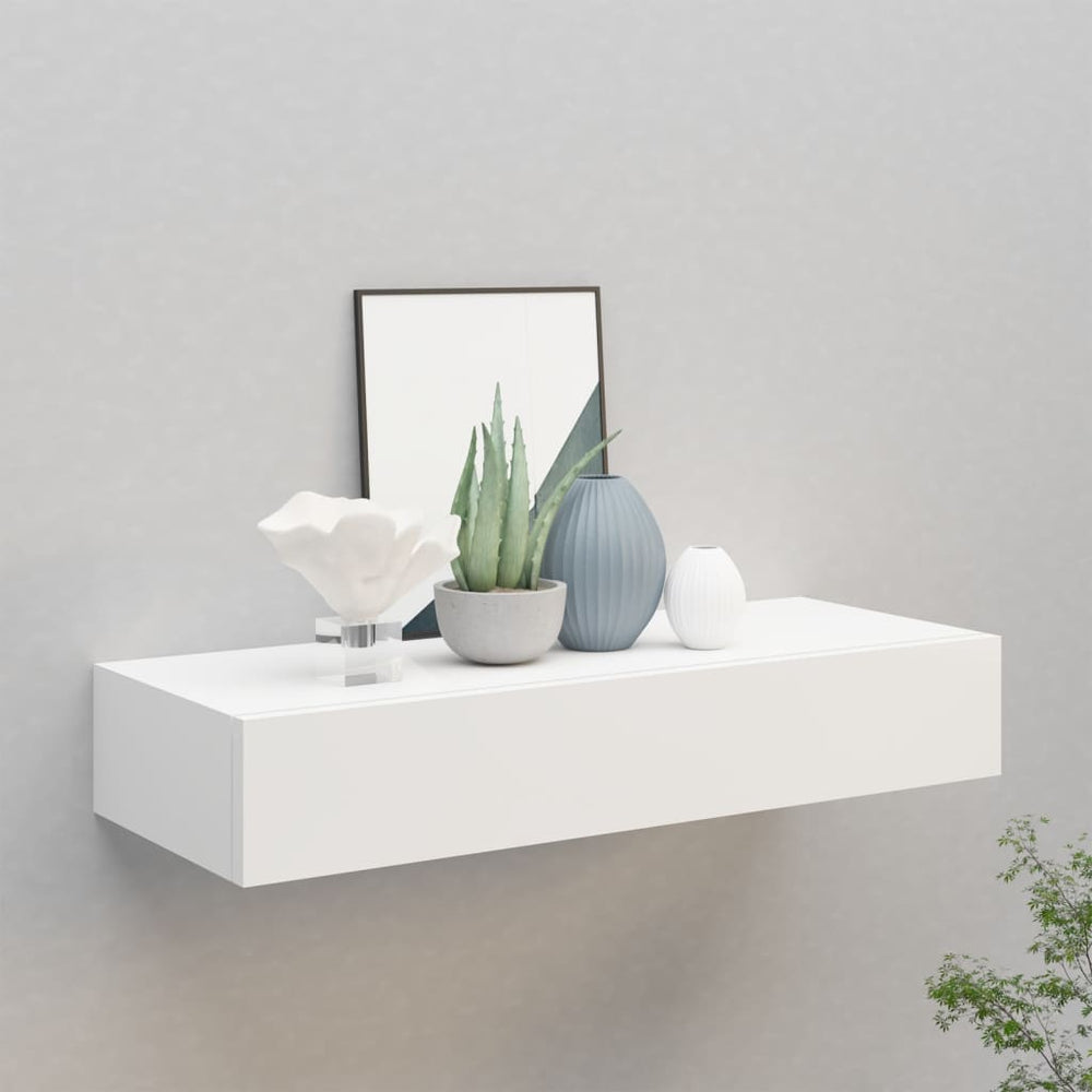 Wandschap met lade 60x23,5x10 cm MDF wit MeubelReus