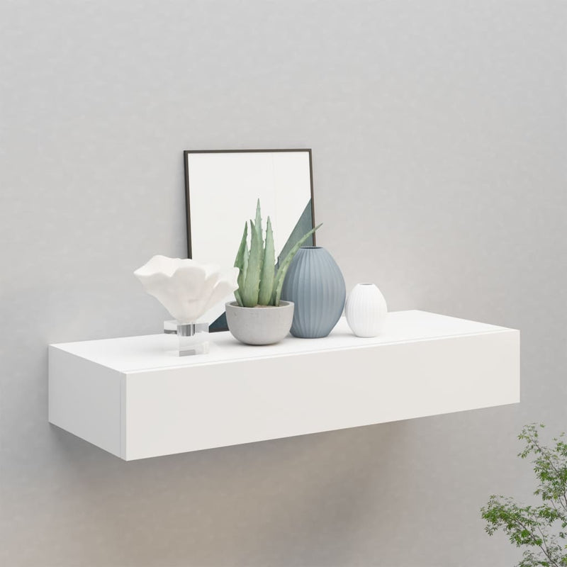 Wandschap met lade 60x23,5x10 cm MDF wit MeubelReus