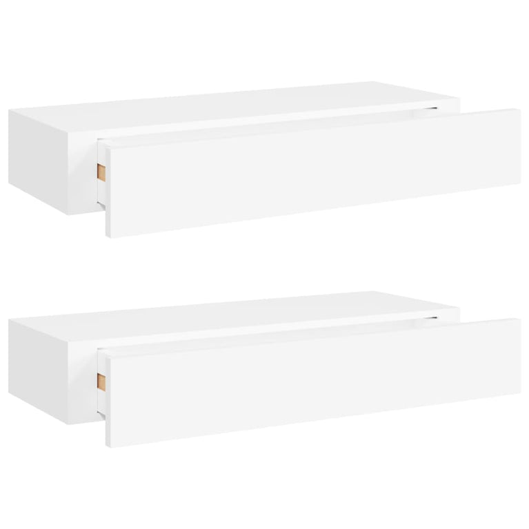 Wandschappen 2 st met lade 60x23,5x10 cm MDF wit MeubelReus