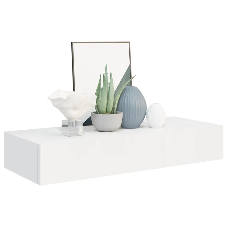Wandschappen 2 st met lade 60x23,5x10 cm MDF wit MeubelReus