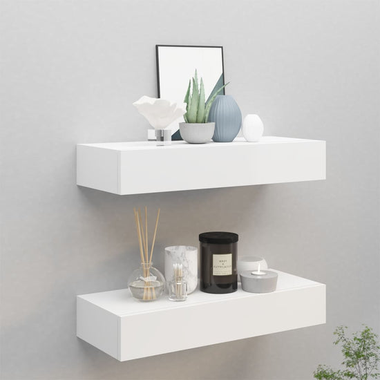 Wandschappen 2 st met lade 60x23,5x10 cm MDF wit MeubelReus