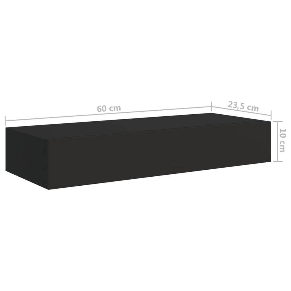 Wandschappen 2 st met lade 60x23,5x10 cm MDF zwart MeubelReus