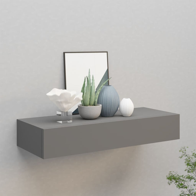 Wandschap met lade 60x23,5x10 cm MDF grijs MeubelReus