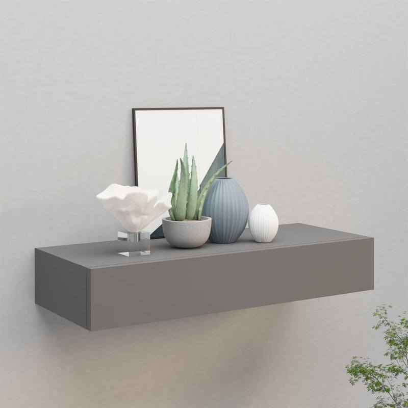 Wandschap met lade 60x23,5x10 cm MDF grijs MeubelReus
