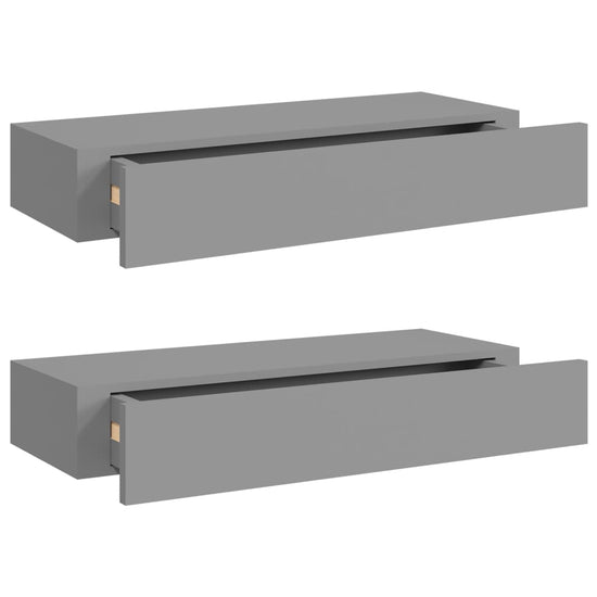 viaXL Wandschappen 2 st met lade 60x23,5x10 cm MDF grijs MeubelReus