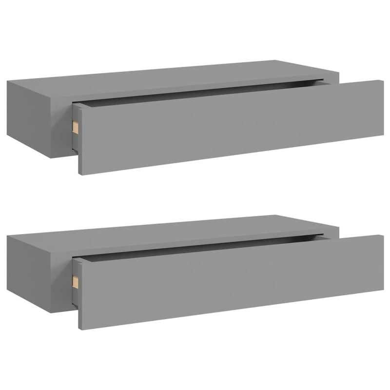 viaXL Wandschappen 2 st met lade 60x23,5x10 cm MDF grijs MeubelReus