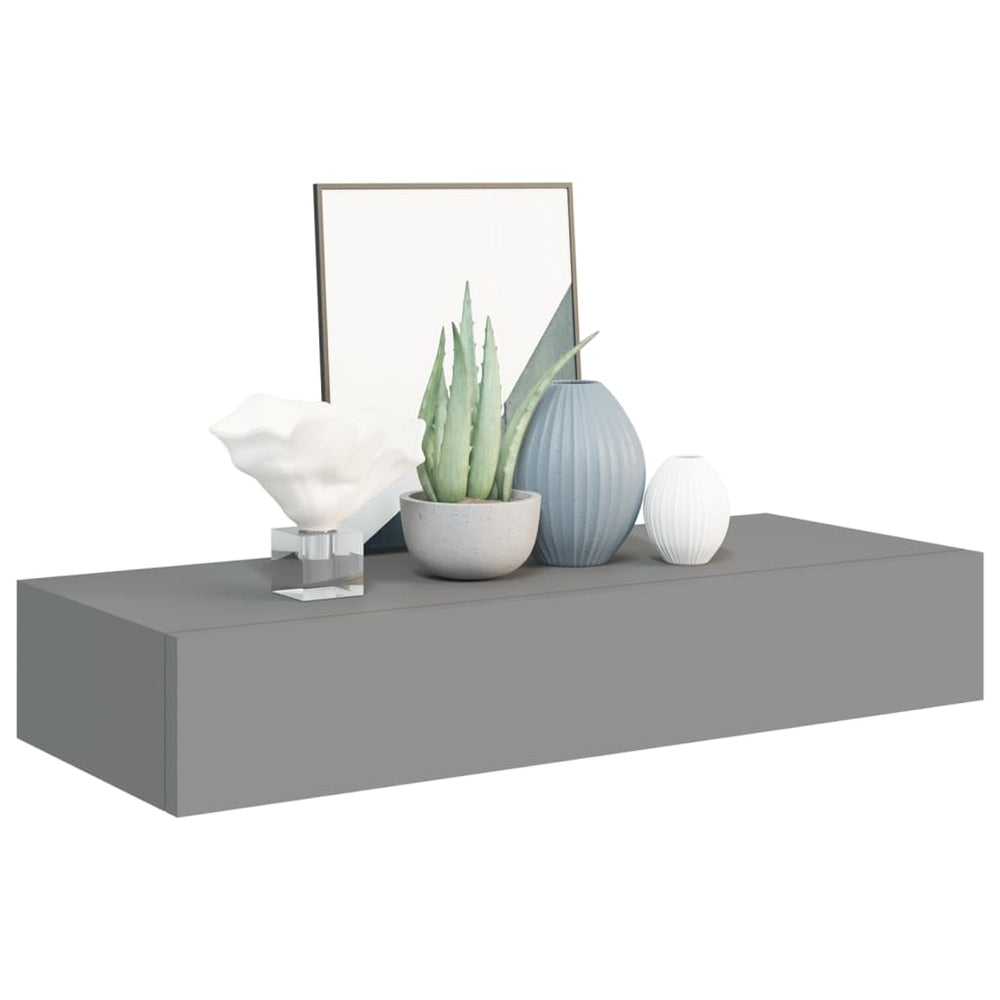 viaXL Wandschappen 2 st met lade 60x23,5x10 cm MDF grijs MeubelReus