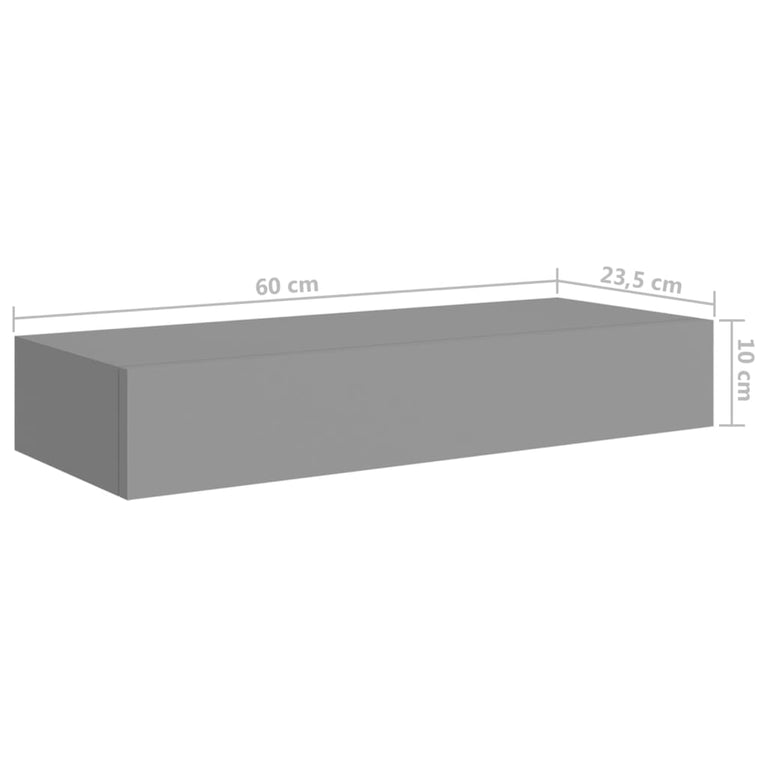 viaXL Wandschappen 2 st met lade 60x23,5x10 cm MDF grijs MeubelReus