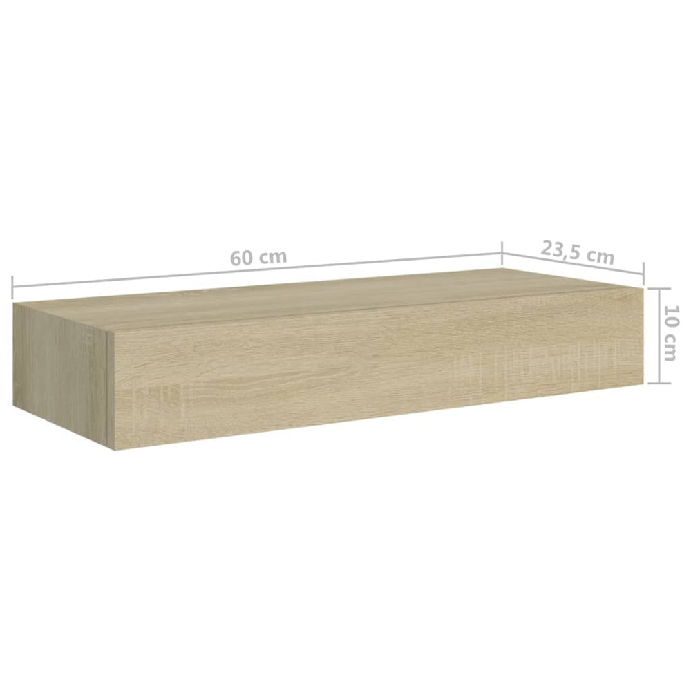 viaXL Wandschappen 2 st met lade 60x23,5x10 cm MDF eikenkleurig MeubelReus