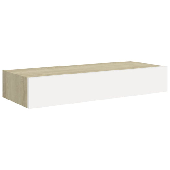 Wandschappen 2 st met lade 60x23,5x10 cm MDF eikenkleurig wit MeubelReus