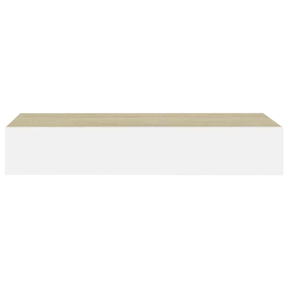 Wandschappen 2 st met lade 60x23,5x10 cm MDF eikenkleurig wit MeubelReus