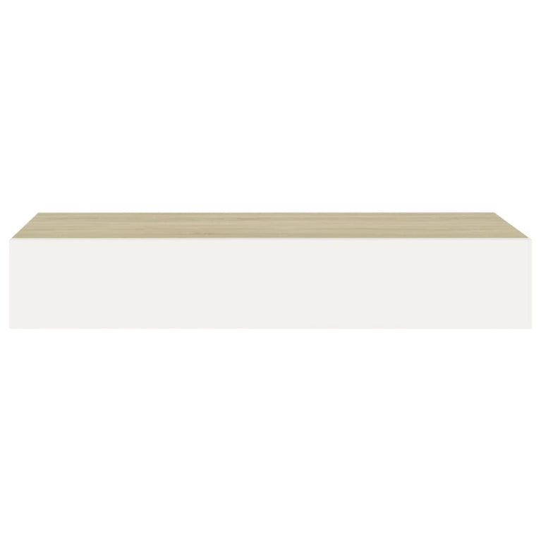 Wandschappen 2 st met lade 60x23,5x10 cm MDF eikenkleurig wit MeubelReus