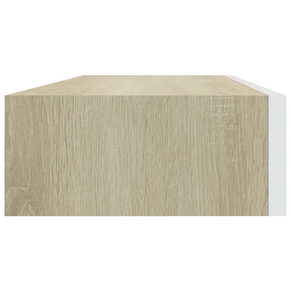 Wandschappen 2 st met lade 60x23,5x10 cm MDF eikenkleurig wit MeubelReus