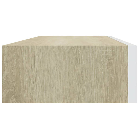 Wandschappen 2 st met lade 60x23,5x10 cm MDF eikenkleurig wit MeubelReus