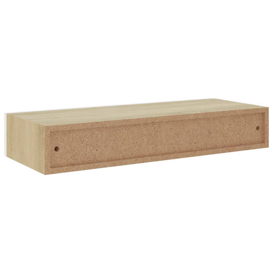 Wandschappen 2 st met lade 60x23,5x10 cm MDF eikenkleurig wit MeubelReus