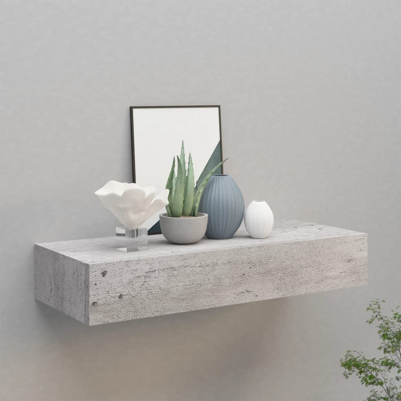 Wandschap met lade 60x23,5x10 cm MDF betongrijs MeubelReus