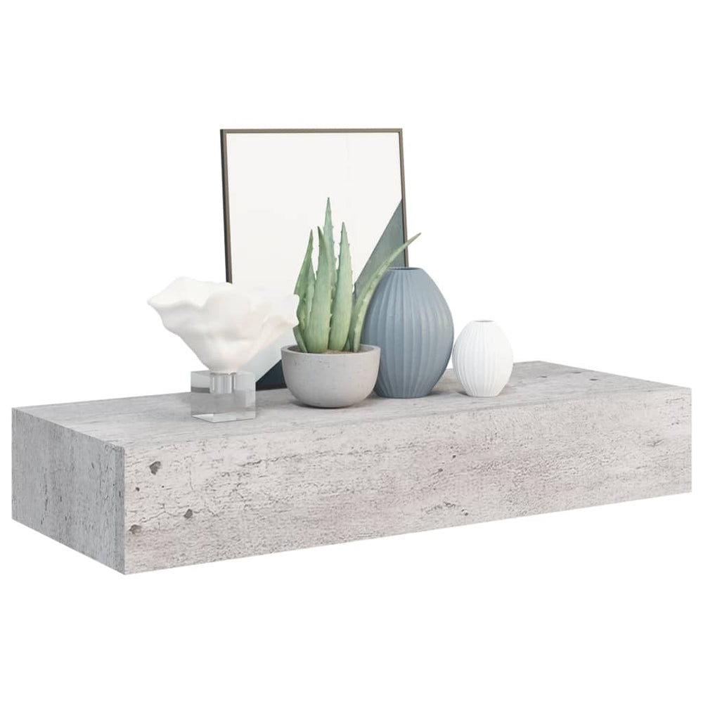 Wandschappen 2 st met lade 60x23,5x10 cm MDF betongrijs MeubelReus