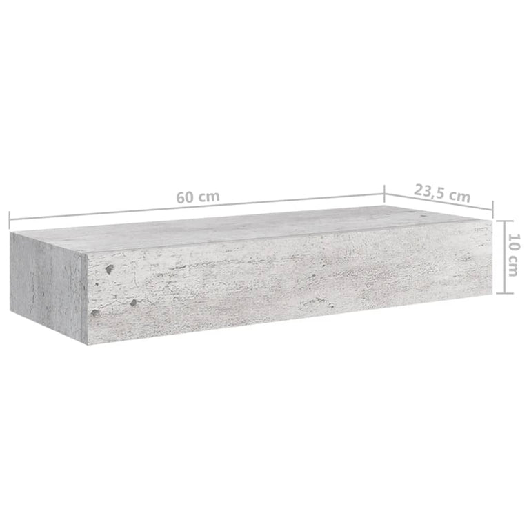 Wandschappen 2 st met lade 60x23,5x10 cm MDF betongrijs MeubelReus