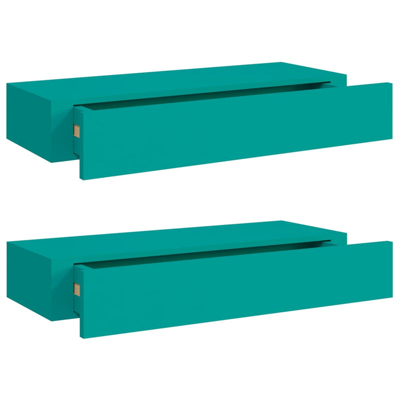 Wandschappen 2 st met lade 60x23,5x10 cm MDF blauw MeubelReus