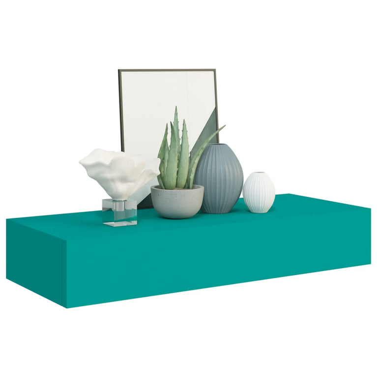 Wandschappen 2 st met lade 60x23,5x10 cm MDF blauw MeubelReus
