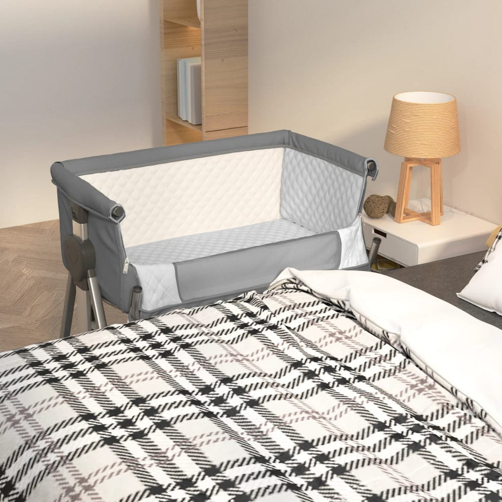 Babybed met matras linnen donkergrijs MeubelReus