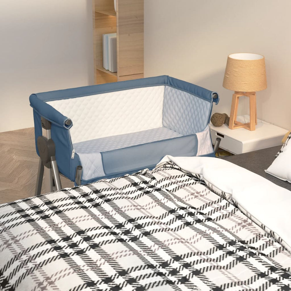 Babybox met matras linnen marineblauw MeubelReus