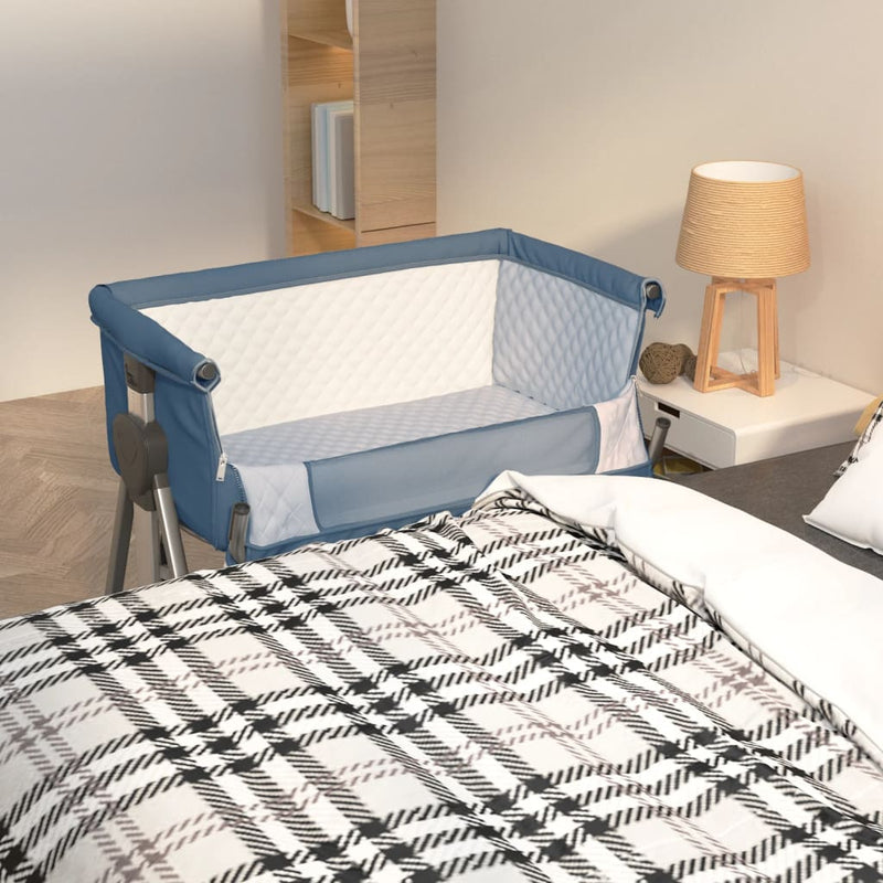Babybox met matras linnen marineblauw MeubelReus
