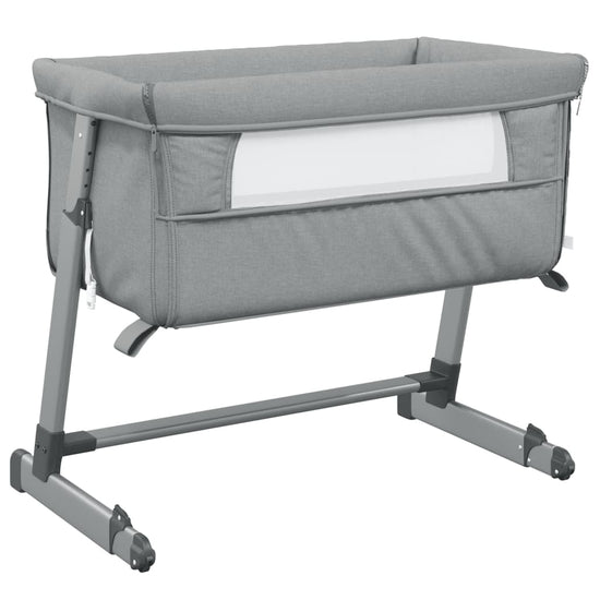 Babybed met matras linnen lichtgrijs MeubelReus