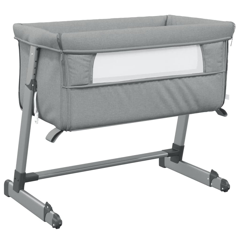 Babybed met matras linnen lichtgrijs MeubelReus