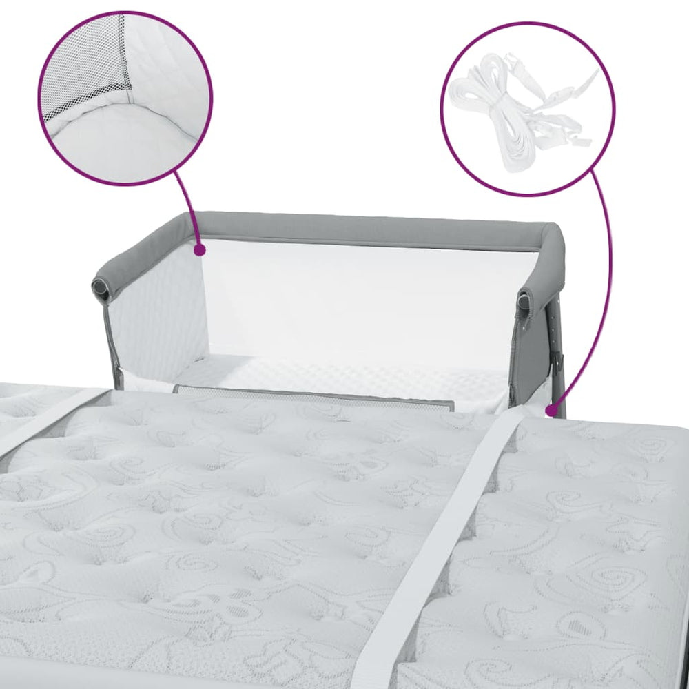 Babybed met matras linnen lichtgrijs MeubelReus