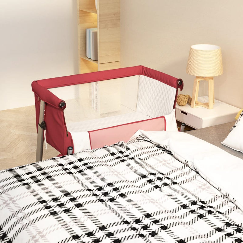 Babybox met matras linnen rood MeubelReus