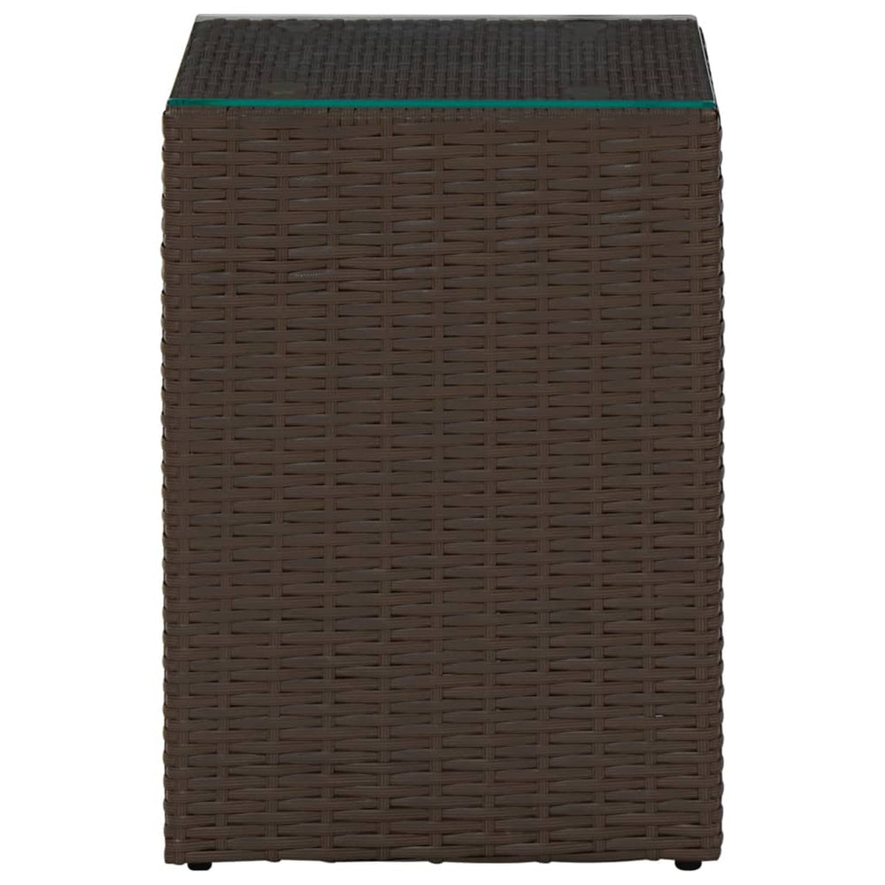 3-delige Bijzettafelset met glazen blad poly rattan bruin MeubelReus