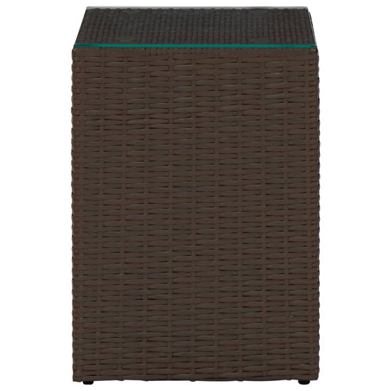 3-delige Bijzettafelset met glazen blad poly rattan bruin MeubelReus