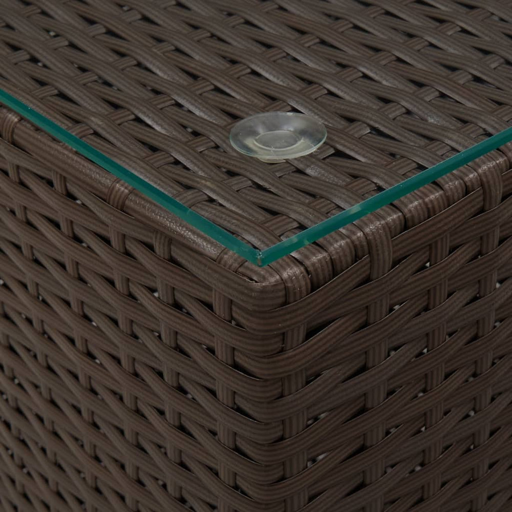 3-delige Bijzettafelset met glazen blad poly rattan bruin MeubelReus
