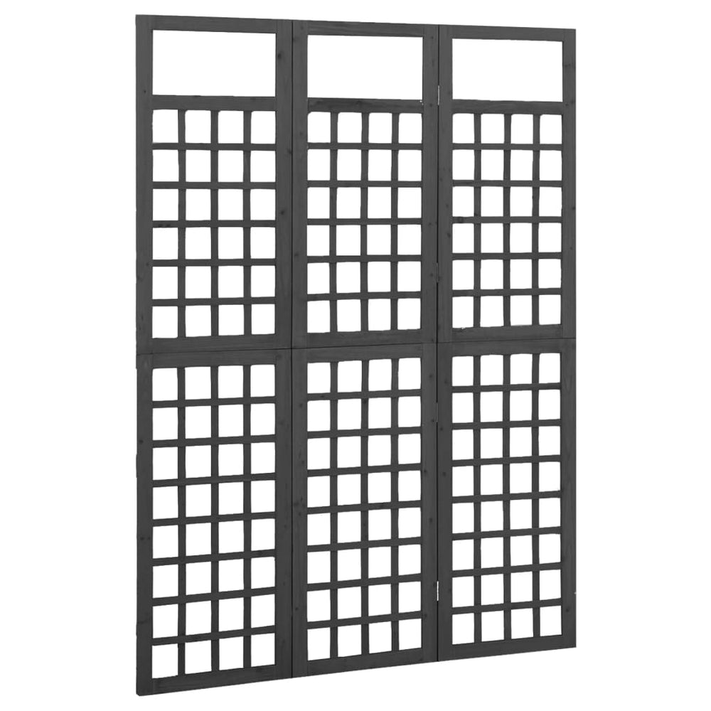 Kamerscherm/trellis met 3 panelen 121x180 cm vurenhout zwart MeubelReus