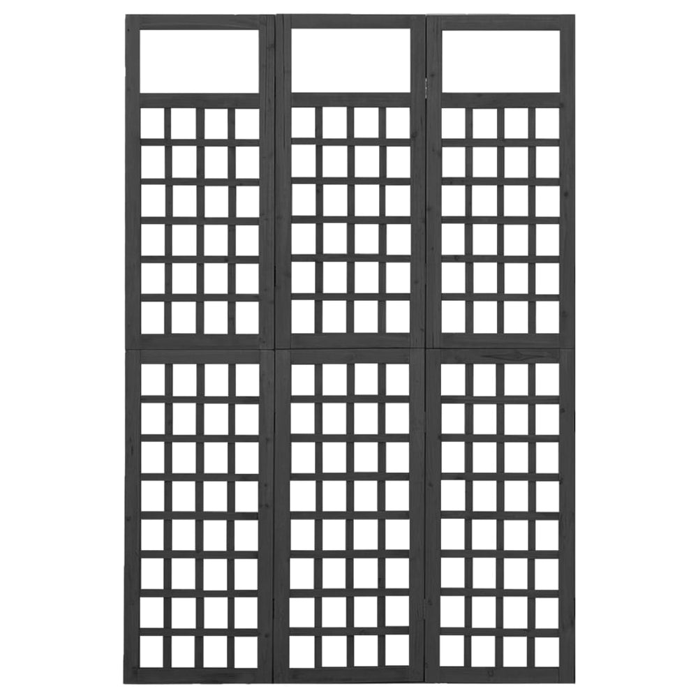 Kamerscherm/trellis met 3 panelen 121x180 cm vurenhout zwart MeubelReus