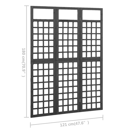 Kamerscherm/trellis met 3 panelen 121x180 cm vurenhout zwart MeubelReus