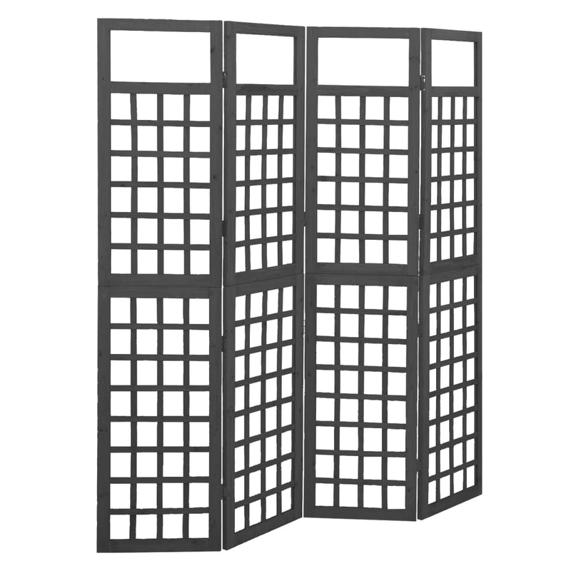 Kamerscherm/trellis met 4 panelen161x180 cm vurenhout zwart MeubelReus