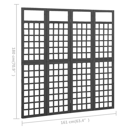 Kamerscherm/trellis met 4 panelen161x180 cm vurenhout zwart MeubelReus